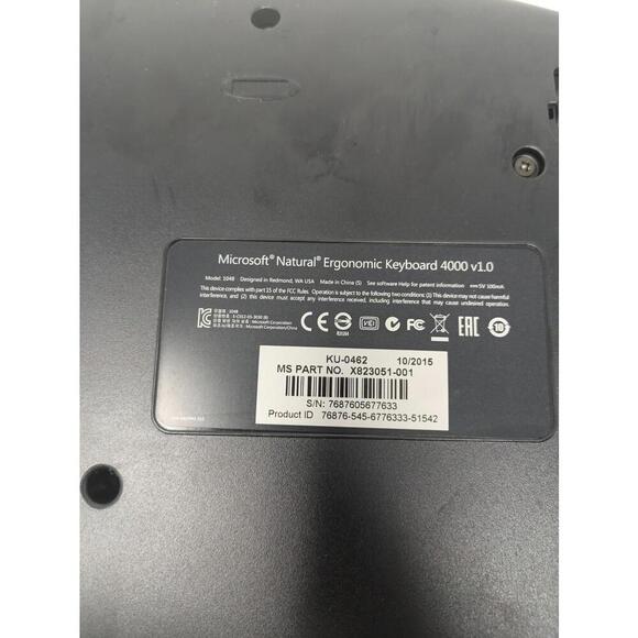 Microsoft 1048 KU-0462 X802610-001 Natural Ergonomic Keyboard 4000 v1.0 USB - Picture 6 of 6